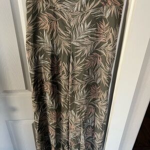 a new day Olive and Pink Leaf Print pants